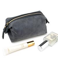 Suede Finish Cosmetic Bag – Minimalist Travel Makeup Pouch with Zipper Closure